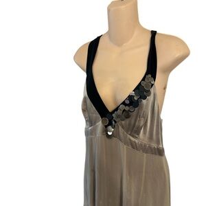 Elegant Black and Silver Women's Karen Mullen Silk Dress